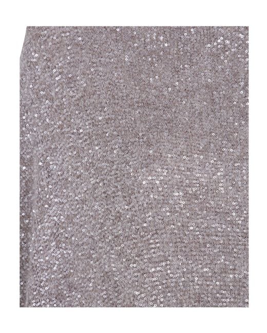 D.exterior Gray Crystal-Embellished Knit Top