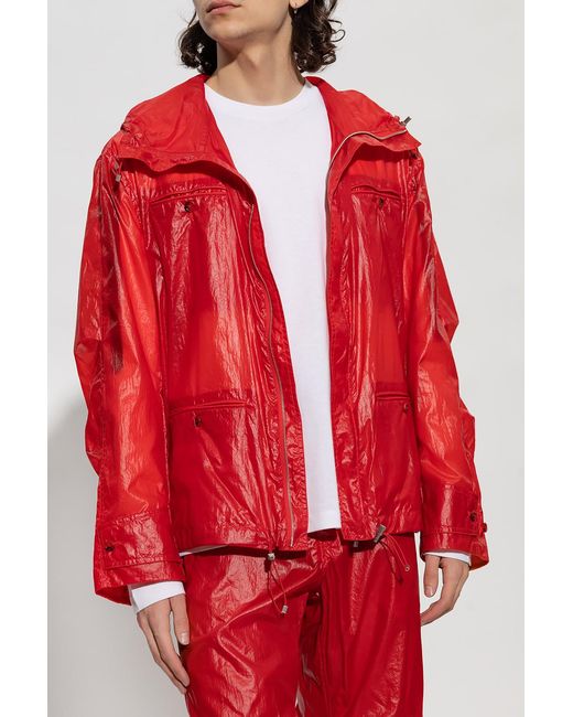 Ferragamo Red Ferragamo Hooded Drawstring Jacket for men