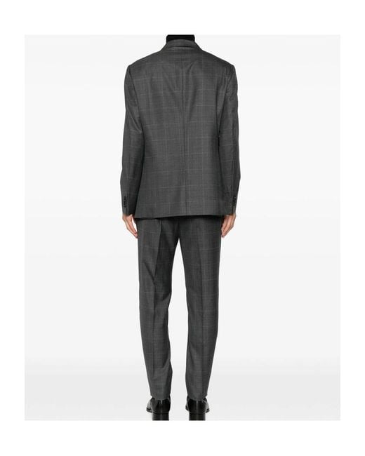 Caruso Gray Check Double-Breasted Suit for men