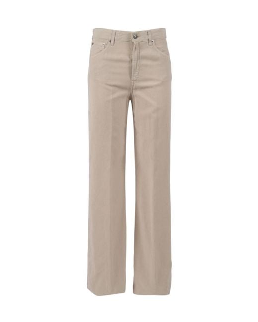 Dondup Gray High Waist Wide Leg Jeans