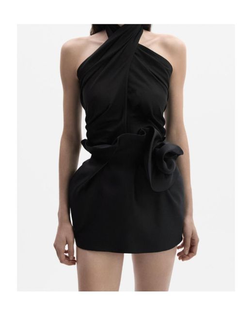 Magda Butrym Black Draped Floral Mini Skirt