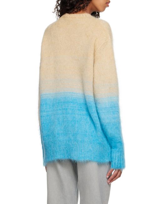 Off-White c/o Virgil Abloh Blue Helvetia Logo Intarsia-Knit Jumper