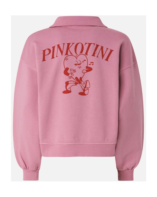 Pinko Pink Hal-Zip Collared Sweatshirt
