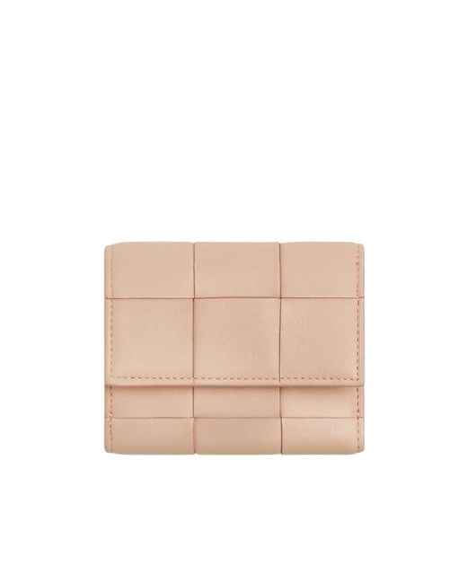 Bottega Veneta Natural Cassette Tri-Fold Zip Wallet