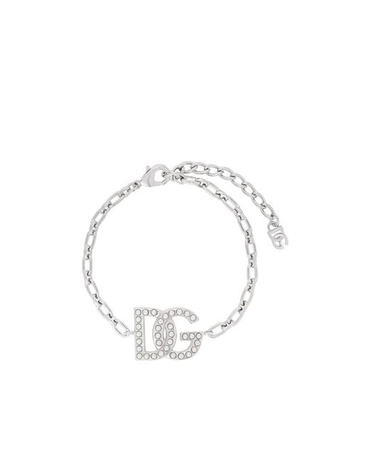 Dolce & Gabbana White Dg Logo Link Bracelet for men