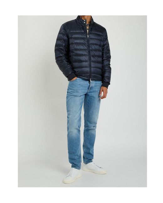 Moncler Blue Rigel Biker Quilted Nylon Jacket for men