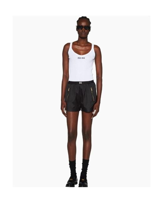 Miu Miu White Cotton Knit Tank Top