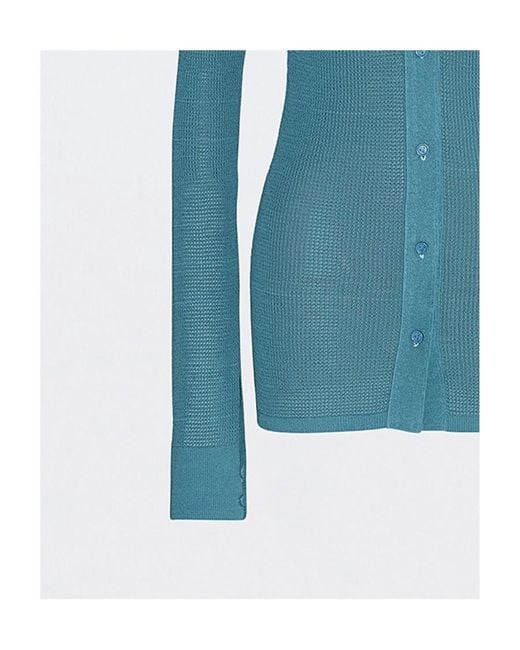Bottega Veneta Blue Mesh Buttoned Cardigan