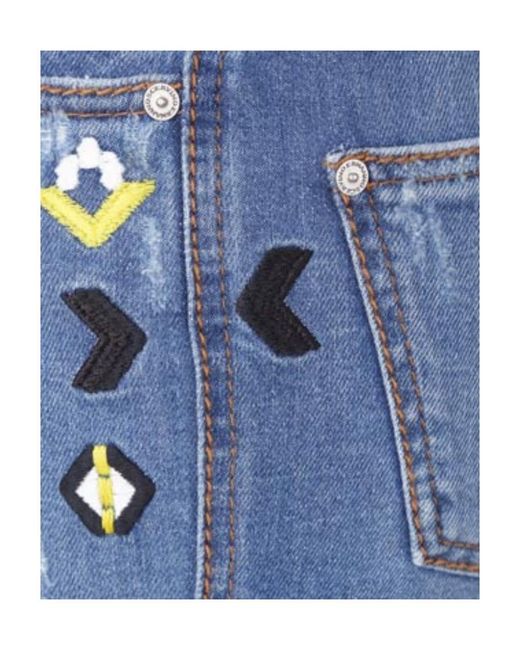 Ermanno Scervino Blue Embroidered Flared-Leg Jeans