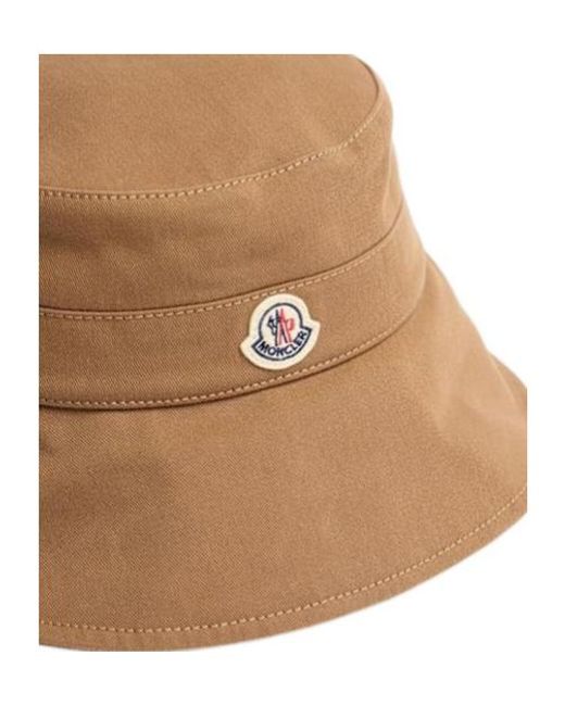 Moncler White Logo Gabardine Bucket Hat