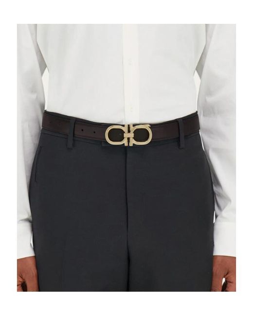 Ferragamo White Double-Sided Adjustable Gancini Belt for men