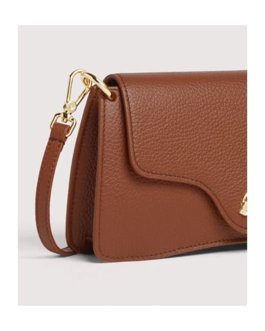 Coccinelle Brown C-Me Foldover Top Crossbody Bag