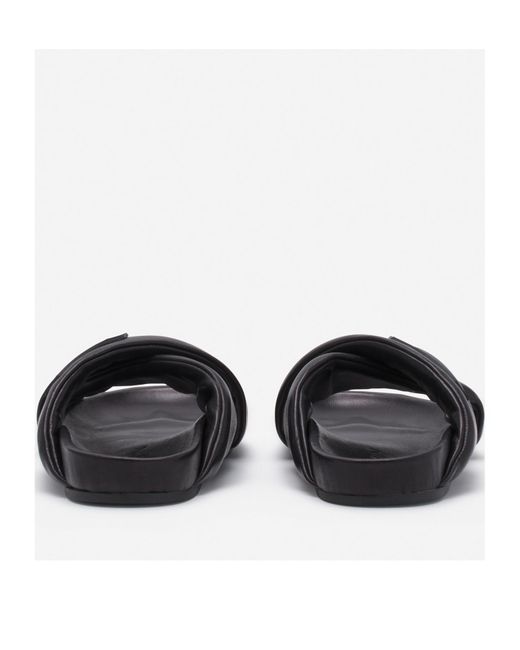 Lanvin Black Logo-Appliqué Crossover Leather Slides