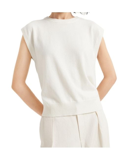 Brunello Cucinelli White Monili-Detail Vest