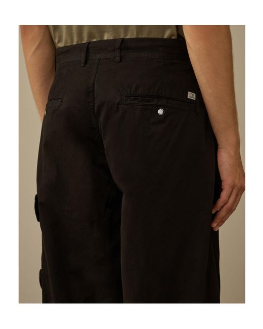 C P Company Black Microreps Boxy Cargo Pants for men