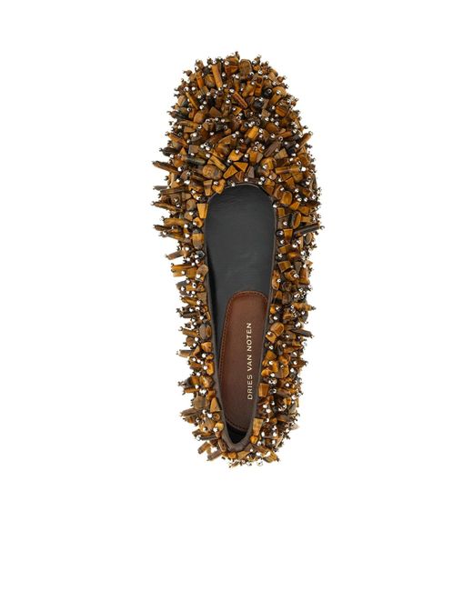 Dries Van Noten Brown Beaded Ballet Flats