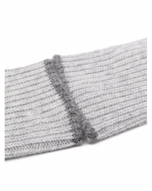 Brunello Cucinelli White Contrasting-Trim Knitted Gloves for men