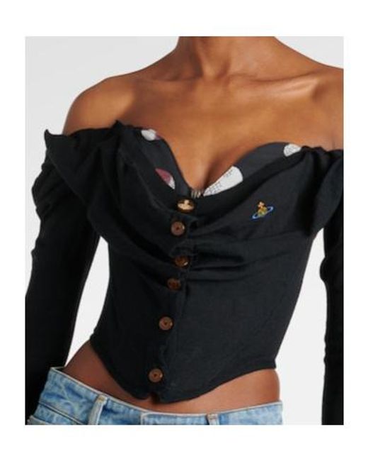 Vivienne Westwood Black Puff-Shoulder Wool And Silk Top