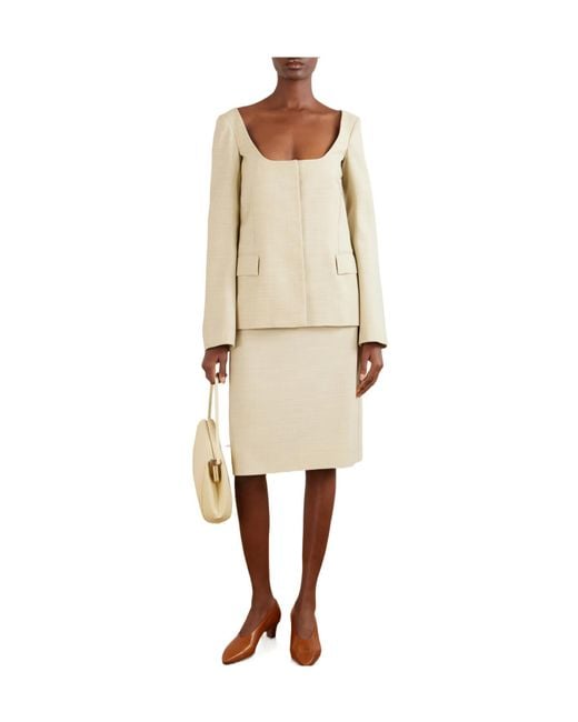 Calvin Klein Natural Lunas Wool Midi Skirt