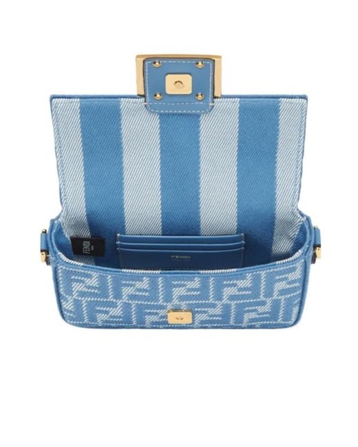 Fendi Blue Ff Jacquard Chain-Linked Tote Bag
