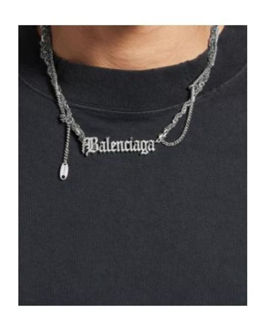 Balenciaga Metallic Typo Destroyed Necklace for men