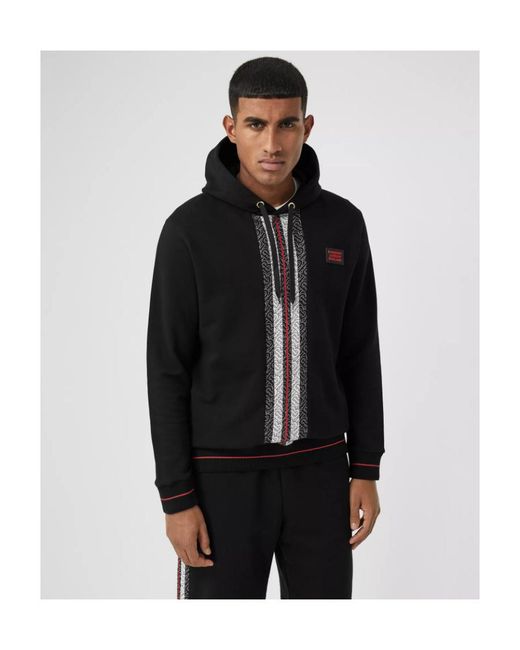 Burberry Black Monogram Stripe Panel Hoodie for men