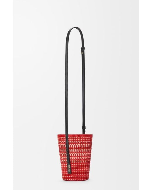 Loewe Red Paulas Ibiza Braid Pocket Bucket Bag