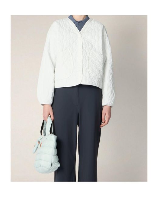 Save The Duck White Quilted-Pattern Jacket