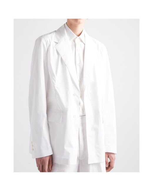 Prada White Single-Breasted Cotton Jacket for men