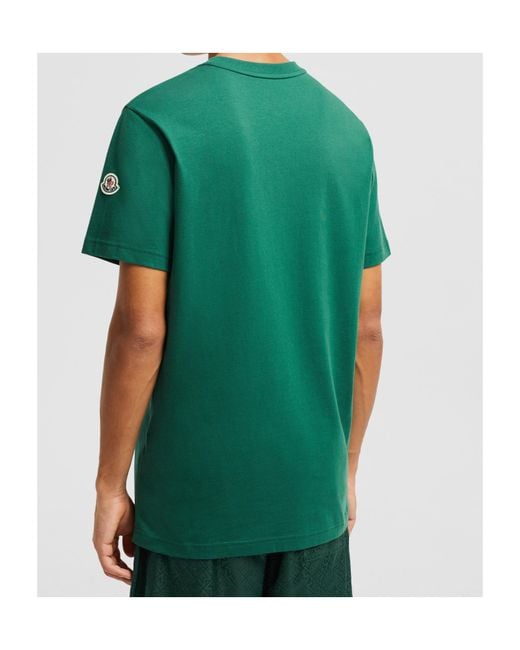 Moncler Green Pocket Detailed Crewneck T-Shirt for men