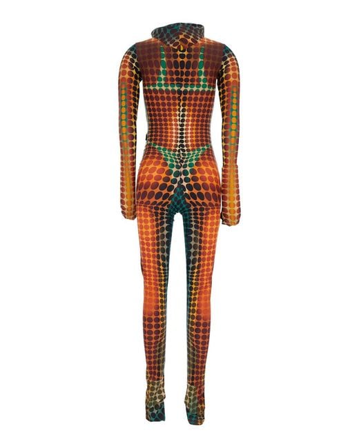 Jean Paul Gaultier Multicolor High Neck Hooded Jumpsuit