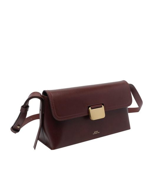 A.P.C. Purple Grace Logo-Print Leather Shoulder Bag