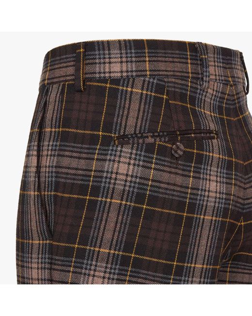 Fendi Brown Tartan Check Tapered-Leg Trousers for men