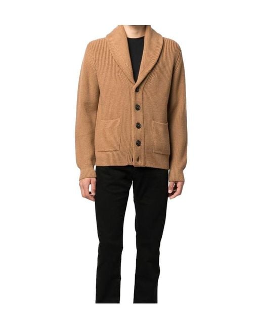 Drumohr Brown Shawl Collar Buttoned Cardigan for men