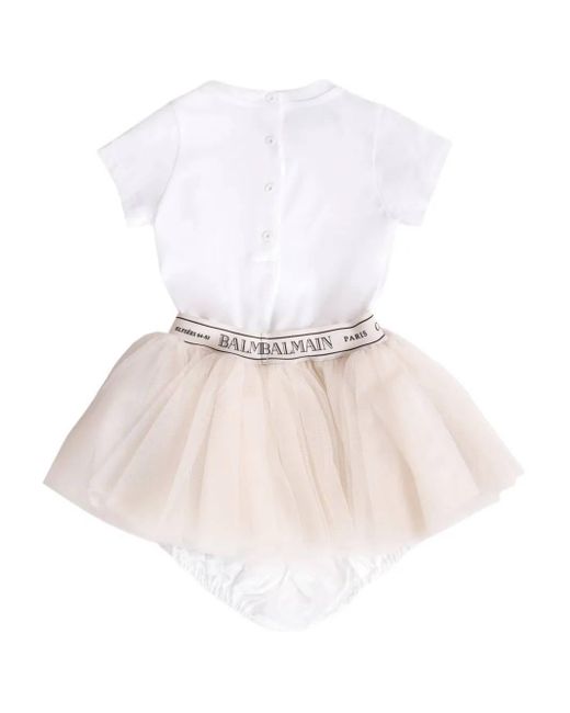 Balmain White Tulle Panelled Dress