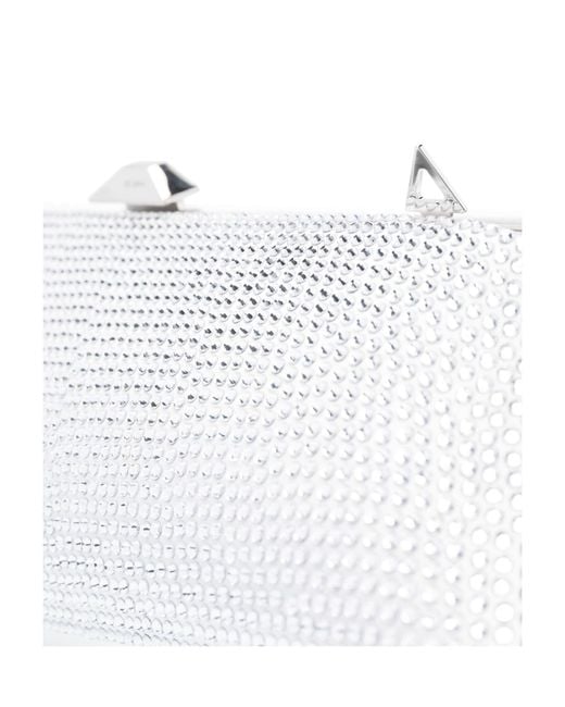 The Attico White The Long Night Embellished Asymmetric Clutch Bag