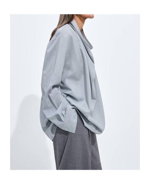 Bottega Veneta Blue Light Wool Toile Blouse