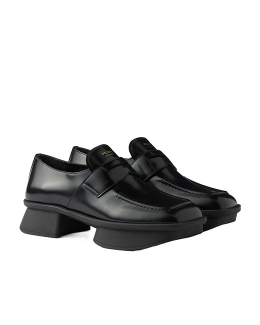 Prada Black Equal Low-Block Heeled Loafers