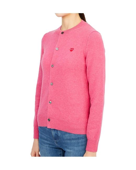 COMME DES GARÇONS PLAY Pink Round Neck Knitted Cardigan