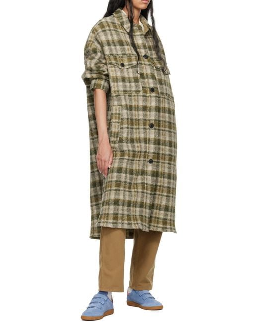 Isabel Marant Natural Isabel Marant Étoile Long-Sleeved Checked Coat