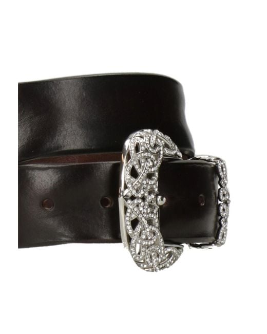 Orciani Black Rhinestone-Embellished Buckle Belt