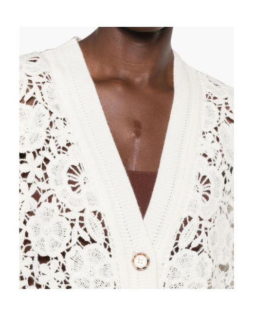 ERMANNO FIRENZE White Lace-Panel Knit Top