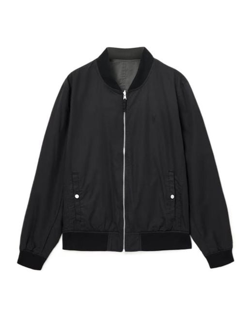 AllSaints Black Bassett Reversible Ramskull Bomber Jacket for men
