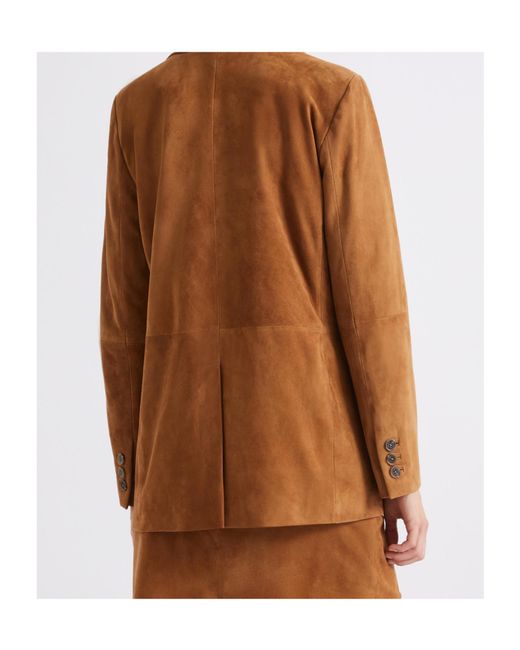 Marella Brown Semi-Fitted Suede Blazer