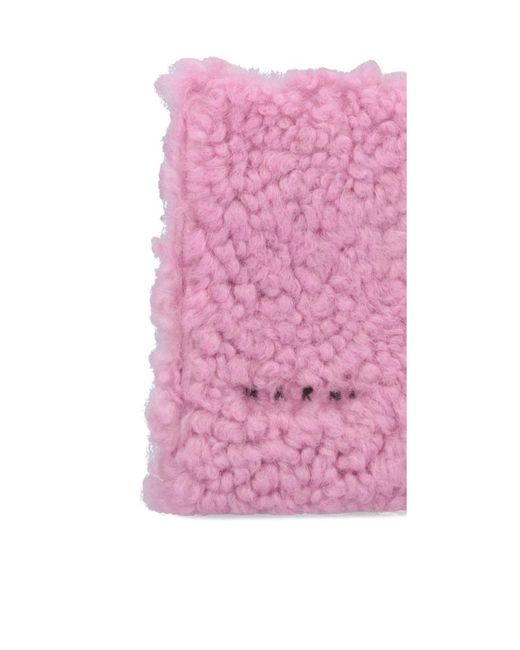 Marni Pink Museo Logo Embroidered Shoulder Bag