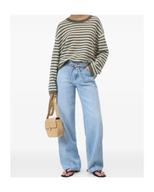 Closed Green Striped Crew-Neck Sweater