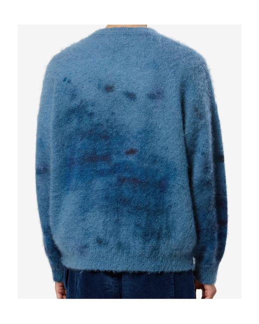 Isabel Marant Blue Faded Print Mohair-Wool Crew Neck Sweater