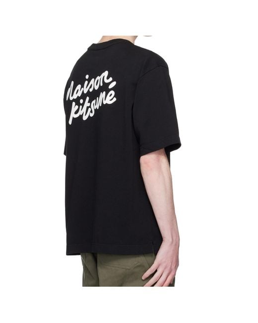 Maison Kitsuné Black Maison Kitsuné Handwriting Oversized T-Shirt for men