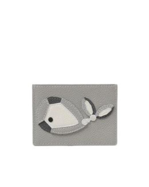 Thom Browne Gray Leather Card Holder for men