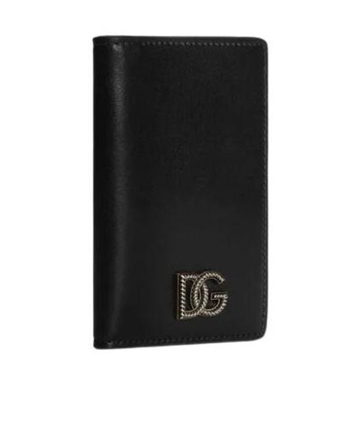 Dolce & Gabbana Black Dg Logo Plaque Card Holder for men